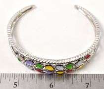 Multi-Gemstone Cuff Bracelet in Sterling Silver