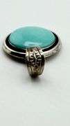925 Sterling Silver Signed Bernyse Chaves Navajo Turquoise Round Pendant