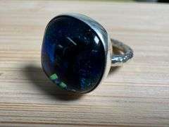 Sterling Silver 925 One of a Kind Dichroic Glass Ring Size 7