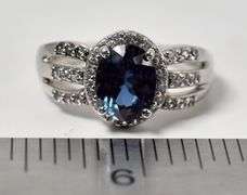 Green Gemstone and CZ Gemstone Ring in Sterling Silver