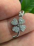 Rhodium Plated 925 Sterling Silver Moissanite Four Leaf Clover Pendant