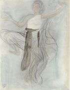 Exclusive Auguste Rodin Lithograph of Watercolor Signed in the Plate, 1949