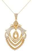3.70ctw Baguette and Round Diamond Statement Pendant Necklace in 18K