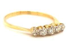 Sweet 18K YG Estate Ring with 5 Diamonds