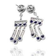 14K(585) Vintage White Gold Natural Diamond and Sapphire Earrings