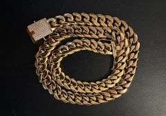Huge 208.3 Grams 14 Kt Gold Plated Curb Link Necklace