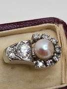 Vintage 14KT White Gold Diamond Pin
