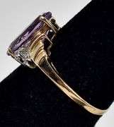 Admirable 10K Yellow Gold Amethyst Gemstone Ring with Diamond Accents