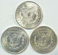 Flashy 1921 P-D-S Morgan Silver Dollars. Nice