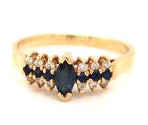 Popular Estate 14K YG Sapphire & Diamond Pyramid Ring