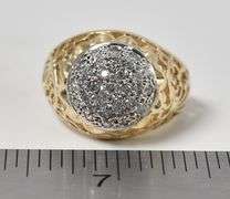 Vintage 14K Yellow and White Gold 0.57CTw Kentucky Cluster Diamond Ring