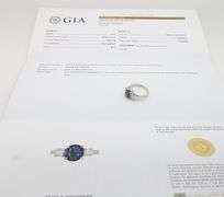 GIA Certified Blue Sapphire & Diamond Three Stone Ring