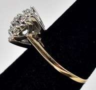 Sparkling 14K Yellow and White Gold Diamond Cluster Ring