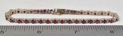 Stunning 14K Yellow Gold Ruby Gemstone Bracelet with Diamond Accents