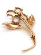 Fun 14K YG and Moonstone Flower Brooch