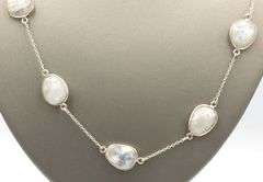 925 Sterling silver Moonstone station necklace