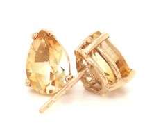 10kt Yellow gold 2.25ctw pear citrine stud earrings