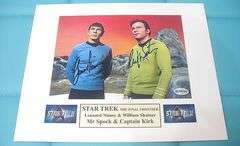 HAND SIGNED WILLIAM SHATNER AND LEONARD NIMOY 5X7 IN A 8X10 DISPLAY WITH COA