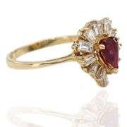 18K(750) Yellow Gold Natural Diamond Ballerina Ruby Ring