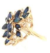 14kt Yellow gold 1.60ctw sapphire and diamond cluster ring