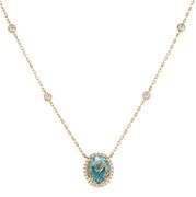 New 2.05ct Oval Aquamarine and 0.58ctw Diamond Frame Pendant Necklace in 14K