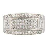 Gents 0.90ctw Pave Diamond Multi Row Band Ring in 14K