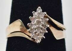 Alluring 10K Yellow Gold Diamond Cluster Ring