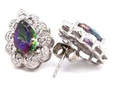 10kt White gold Mystic topaz earrings