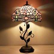 Pink Dragonfly Stained Glass Table Lamp