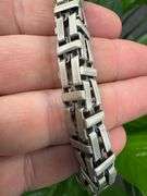 8 Inch Oxidized 925 Sterling Silver Byzantine Bracelet 9mm