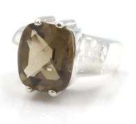 925 Sterling silver smokey quartz ring