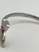 925 Sterling Silver Stunning Twin Butterfly Cuff With Baguette And Round Rhinestone Cuff Bracelet