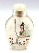 Vintage Chinese reversible painted glass snuff bottle