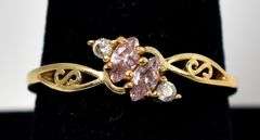 Pink Topaz and CZ Gemstone Ring in Sterling Silver