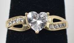 Shiny 10K Yellow Gold Cubic Zirconia Gemstone Ring