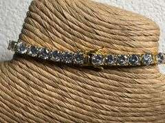 Gold Plated 925 Sterling Silver Round Clear CZ Link Chain Bracelet 5mm New 8"