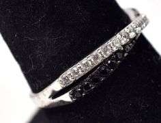 Black Spinel and CZ Gemstone Ring  In Sterling Silver