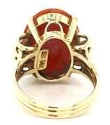 14kt Yellow gold oval orange Jade ring