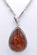 925 Sterling Silver Resin Pendant on Chain Necklace