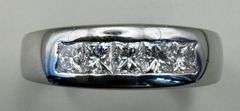 14K White Gold Princess Cut Wedding Band of 1.05ct