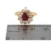 18K(750) Yellow Gold Natural Diamond Ballerina Ruby Ring