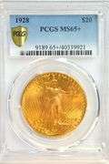 Simply Superb Gem BU 1928 St. Gaudens $20 Gold Piece. PCGS MS65+
