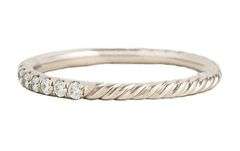 David Yurman 0.32ctw Pave Diamond Cable Stack Band Ring in 18K
