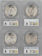 4 Blazing-white nearly Gem BU 1922-1925 Peace Dollars. PCGS MS64