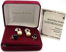 Camrose & Kross Jackie Kennedy gold tone pearl interchanging earrings