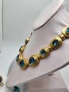Investment!  Swiss made  very Rare Vintage 18KT Yellow Gold 25 ctw Blue Topaz Jewelry Set
