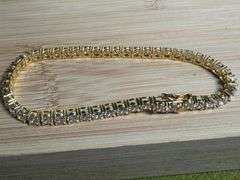 Gold Plated 925 Sterling Silver Tennis Clear CZ Necklace Bracelet 4mm New 8"