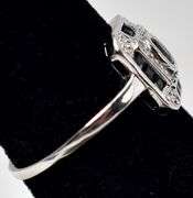 Vintage Art Deco Blue Sapphire Gemstone Ring with Diamond Accents