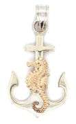 14kt White gold Anchor with yellow gold seahorse pendant