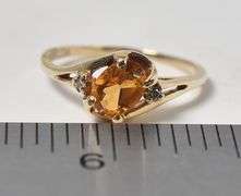 Dazzling 10K Yellow Gold Citrine Gemstone Ring with Diamond Accents